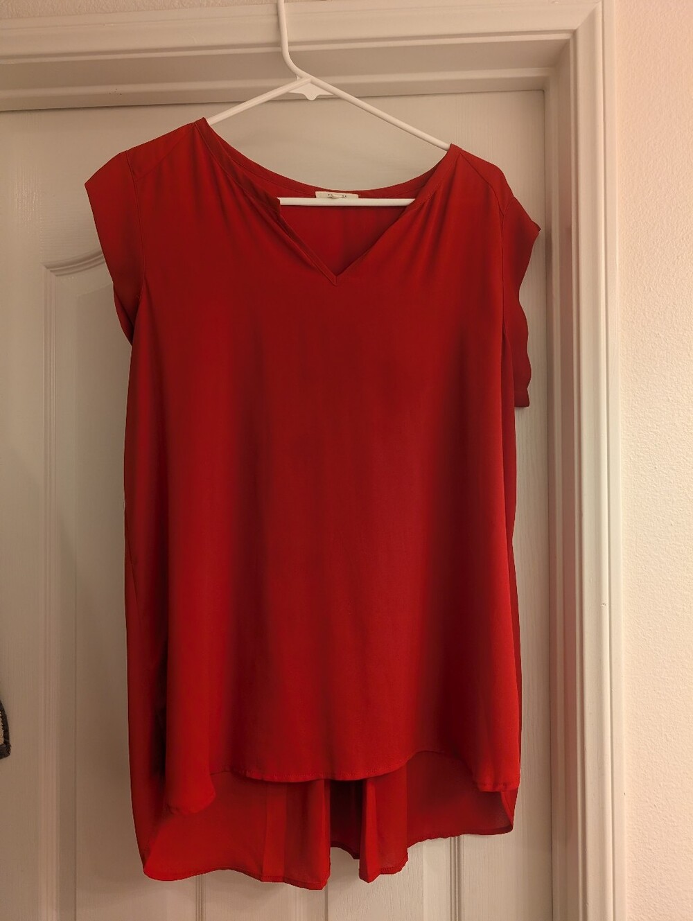 Women’s Red/Pink V-Neck Cap Sleeve Blouse